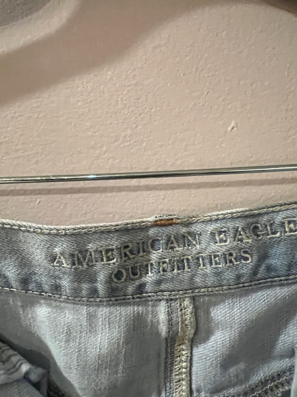 American Eagle Outfitters Light Blue LinedDistressed Jean Shorts with Frayed Hem - Picture 2 of 7